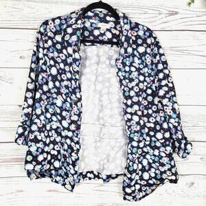 Y2K Ditsy Floral AOP Red White Blue CJ Banks Button Front Jacket Womans Size 1X